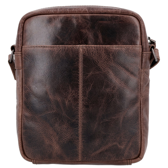 Schultertasche|Cross over 23,5x19cm in Braun aus Leder mit Reißverschluss - leder-accessoires.com