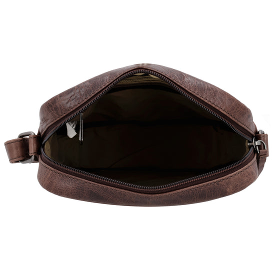 Schultertasche|Cross over 23,5x19cm in Braun aus Leder mit Reißverschluss - leder-accessoires.com