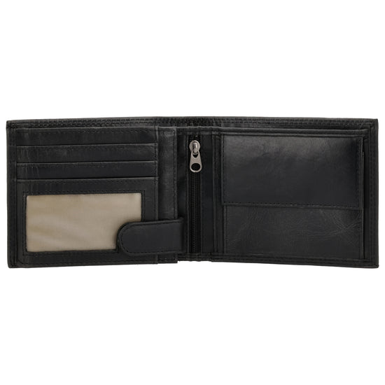 Geldbörse Querformat 12,5 x 10cm in Schwarz mit Riegel - leder-accessoires.com