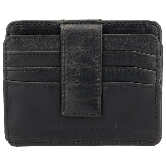 Kartenetui 10x8,5cm in Schwarz mit Riegel und separatem Münzfach - leder-accessoires.com
