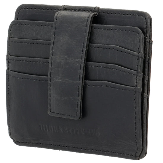 Kartenetui 10x8,5cm in Schwarz mit Riegel und separatem Münzfach - leder-accessoires.com