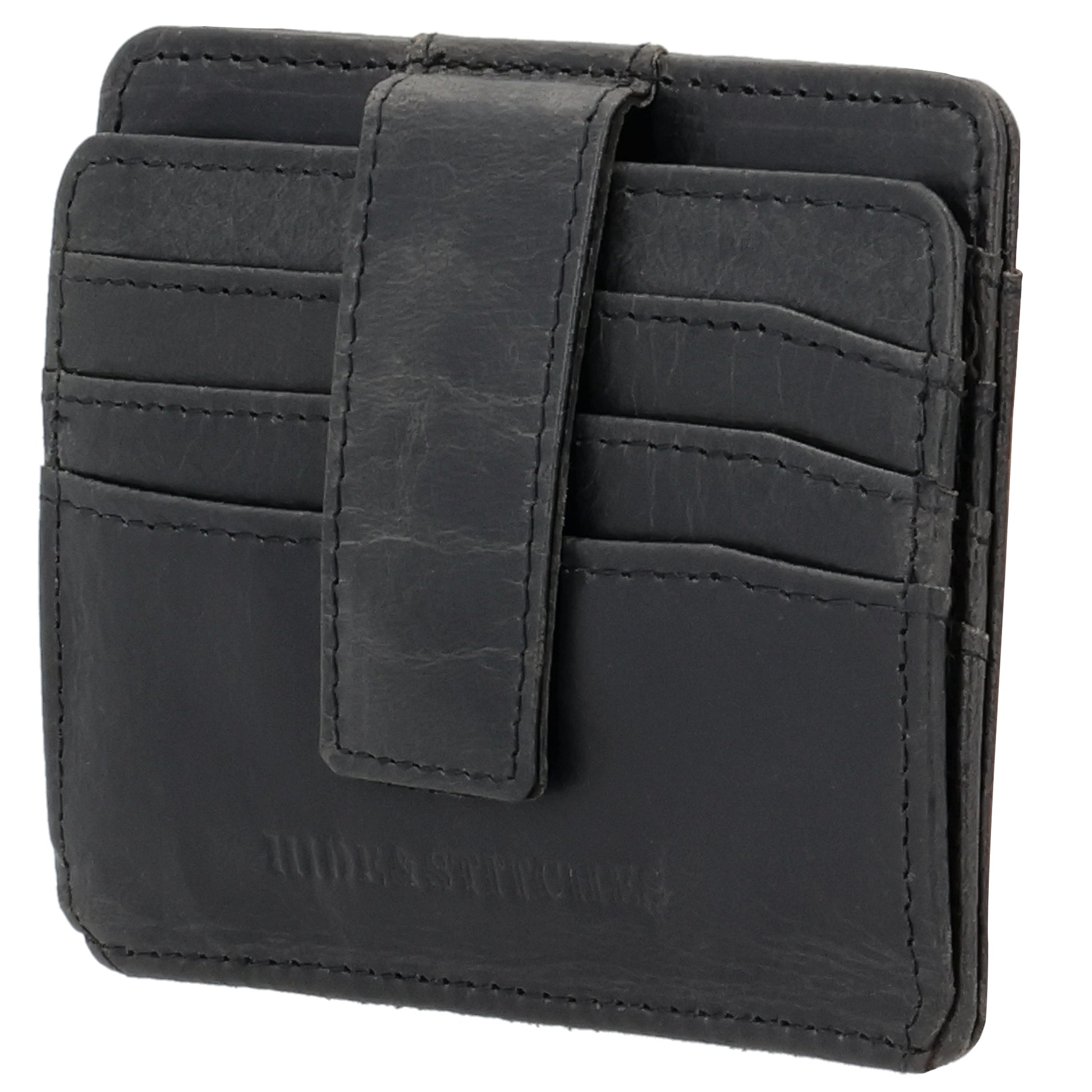 Kartenetui 10x8,5cm in Schwarz mit Riegel und separatem Münzfach - leder-accessoires.com
