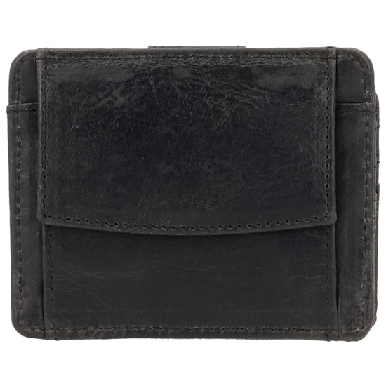 Kartenetui 10x8,5cm in Schwarz mit Riegel und separatem Münzfach - leder-accessoires.com