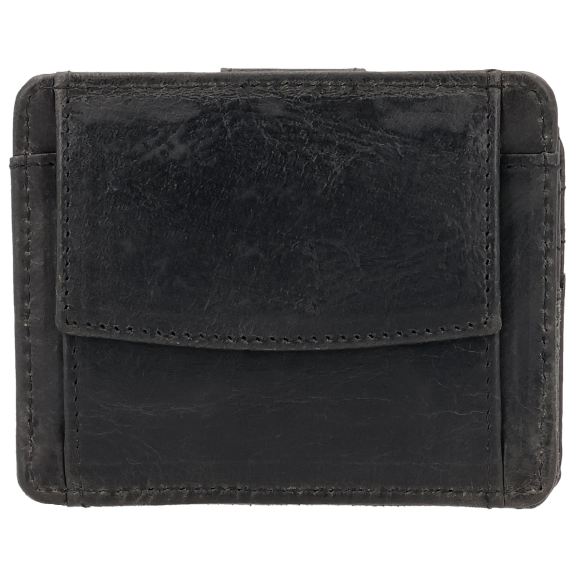Kartenetui 10x8,5cm in Schwarz mit Riegel und separatem Münzfach - leder-accessoires.com