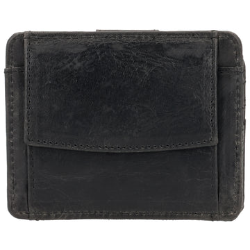Kartenetui 10x8,5cm in Schwarz mit Riegel und separatem Münzfach - leder-accessoires.com