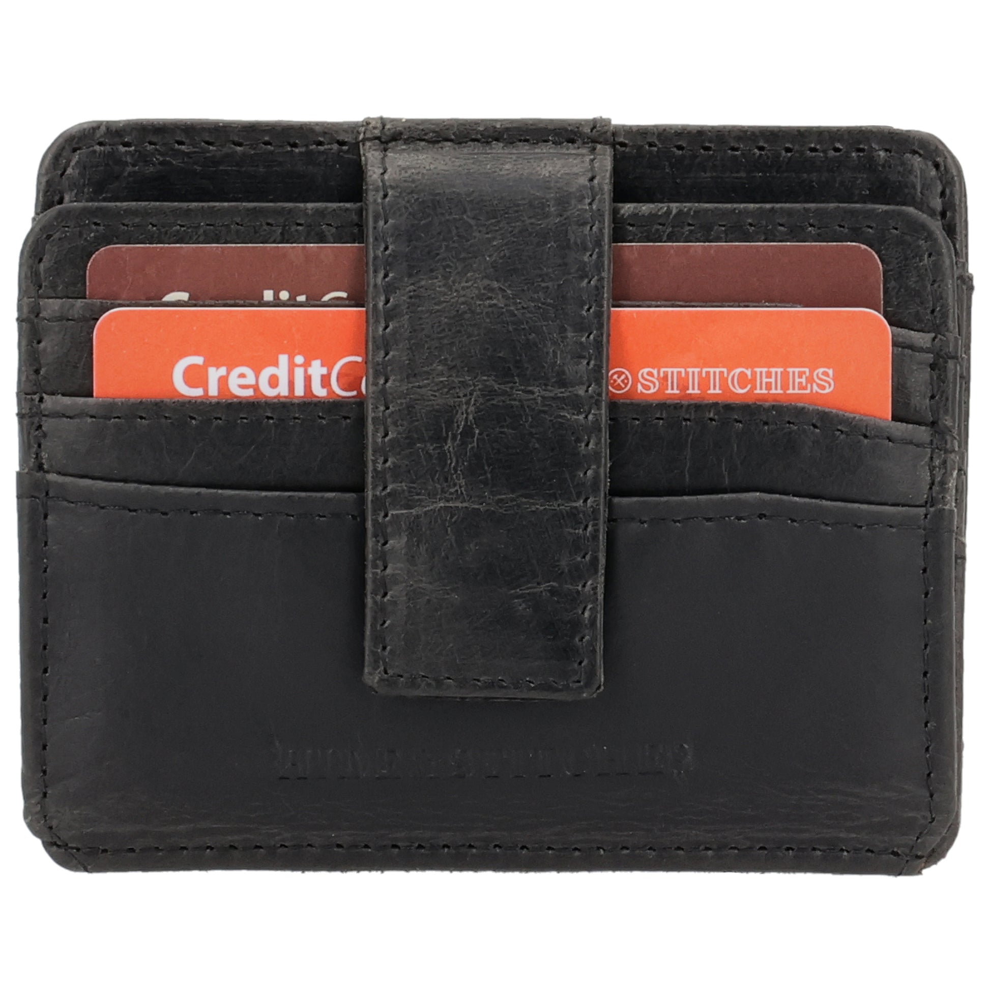 Kartenetui 10x8,5cm in Schwarz mit Riegel und separatem Münzfach - leder-accessoires.com