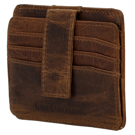 Kartenetui 10x8,5cm in Braun mit Riegel und separatem Münzfach - leder-accessoires.com