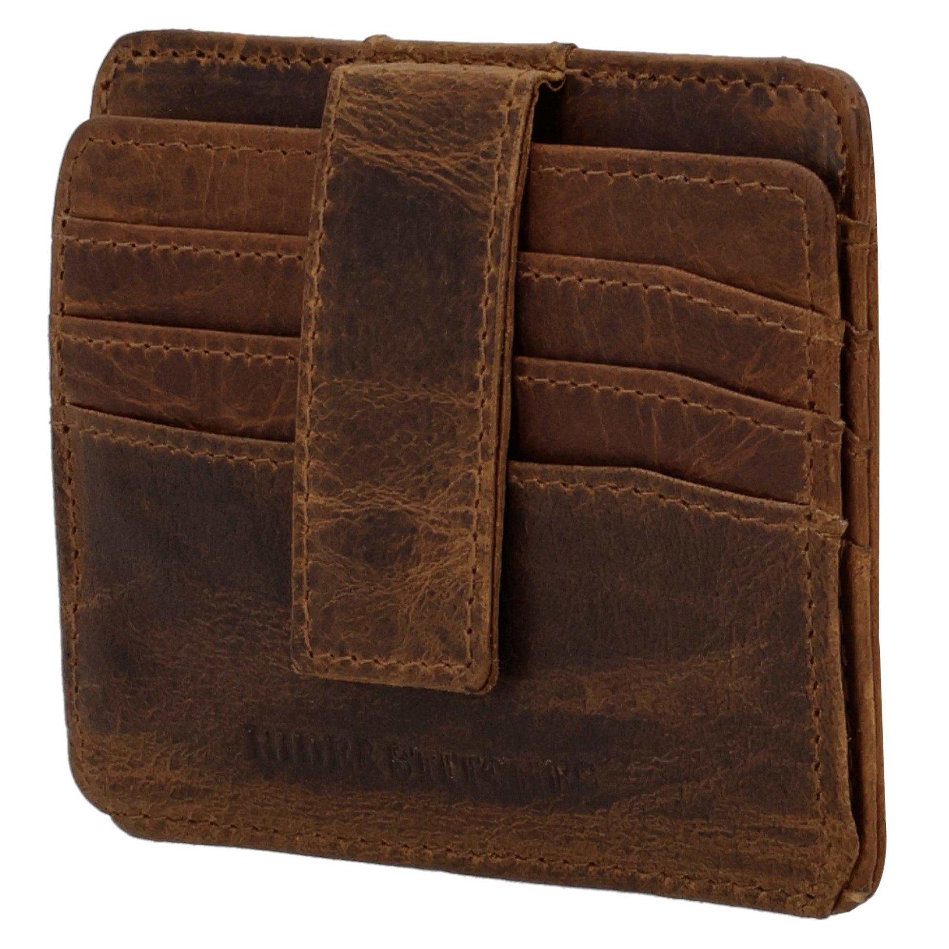 Kartenetui 10x8,5cm in Braun mit Riegel und separatem Münzfach - leder-accessoires.com