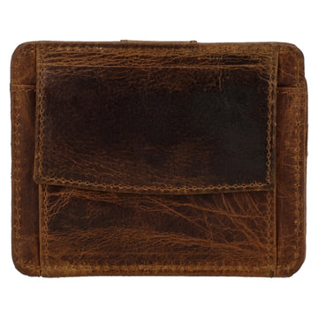 Kartenetui 10x8,5cm in Braun mit Riegel und separatem Münzfach - leder-accessoires.com