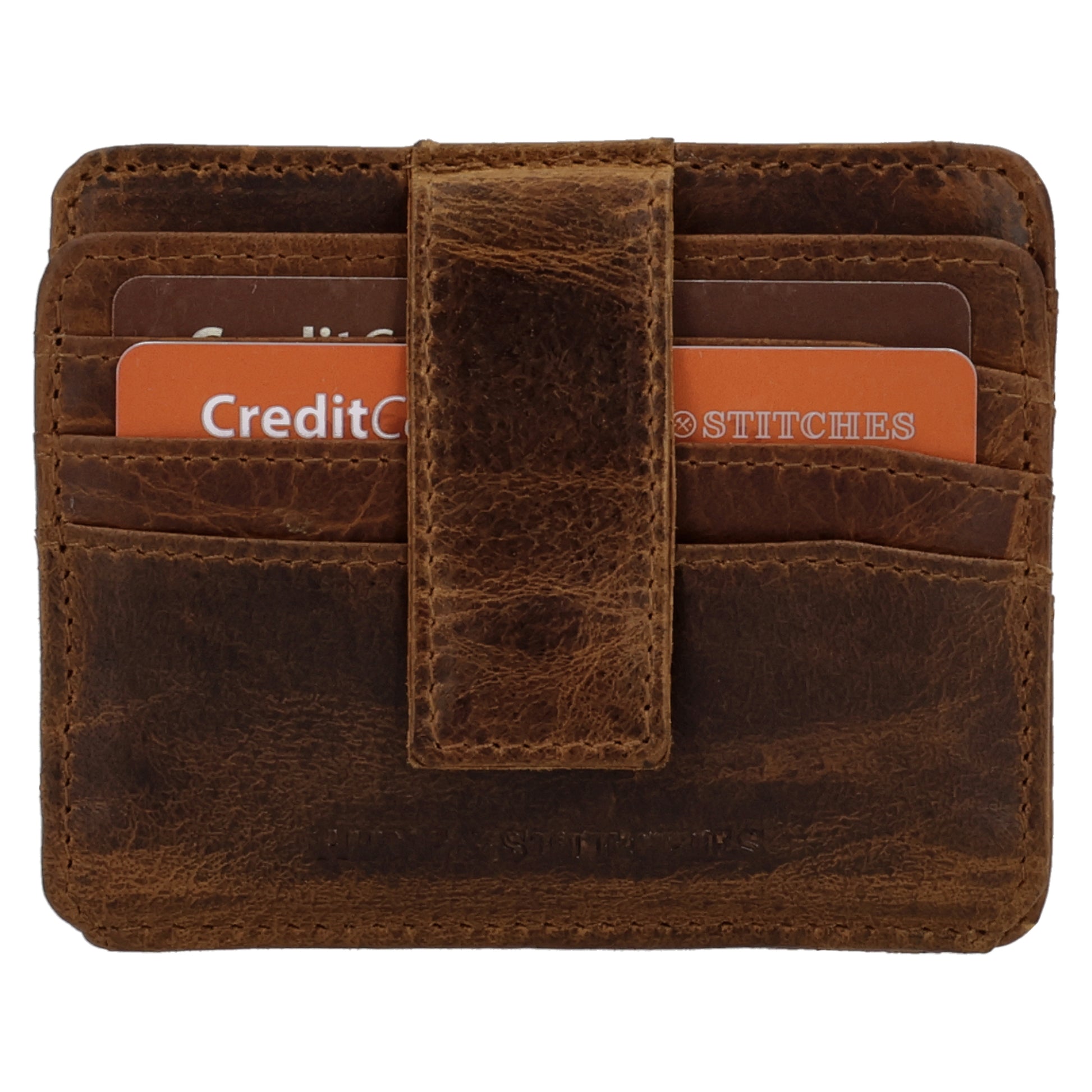 Kartenetui 10x8,5cm in Braun mit Riegel und separatem Münzfach - leder-accessoires.com