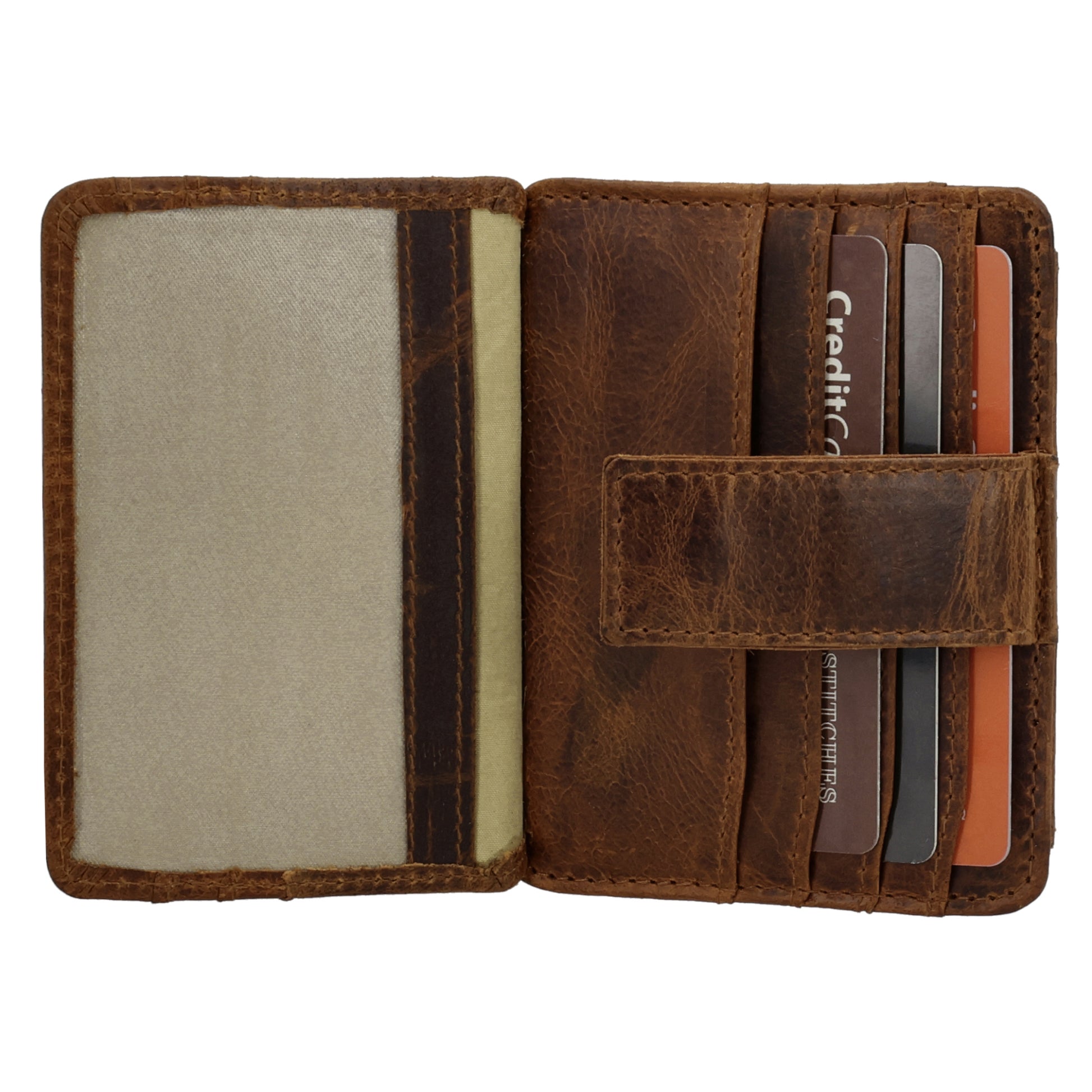 Kartenetui 10x8,5cm in Braun mit Riegel und separatem Münzfach - leder-accessoires.com