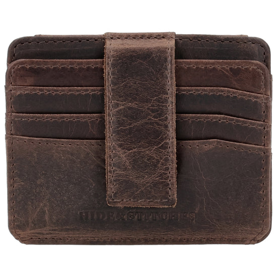 Kartenetui 10x8,5cm in Dunkelbraun mit Riegel und separatem Münzfach - leder-accessoires.com