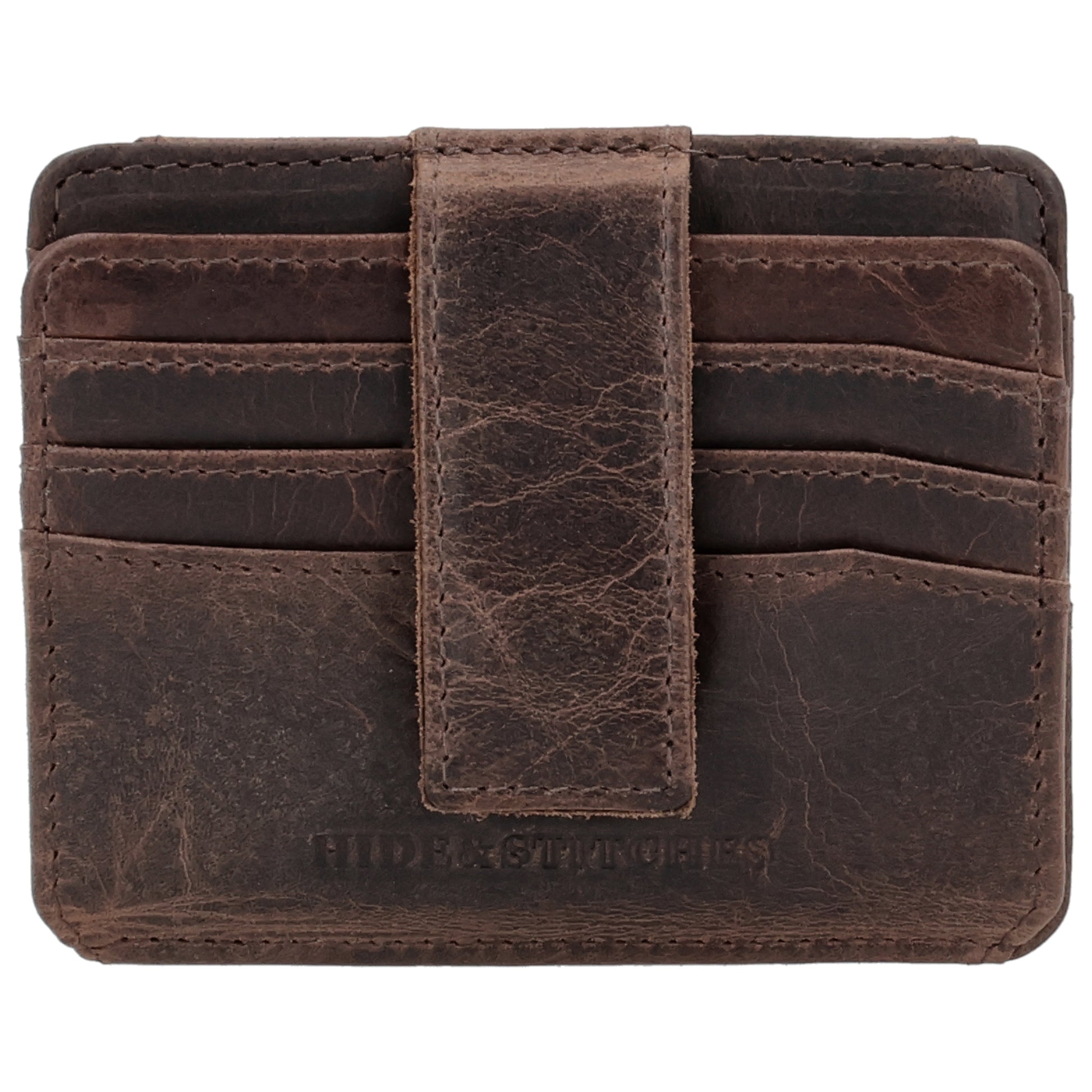 Kartenetui 10x8,5cm in Dunkelbraun mit Riegel und separatem Münzfach - leder-accessoires.com