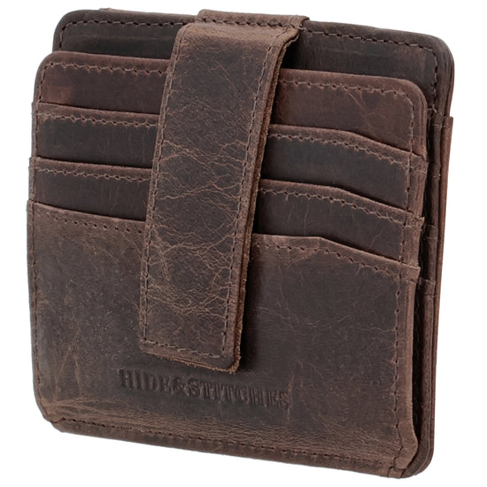 Kartenetui 10x8,5cm in Dunkelbraun mit Riegel und separatem Münzfach - leder-accessoires.com