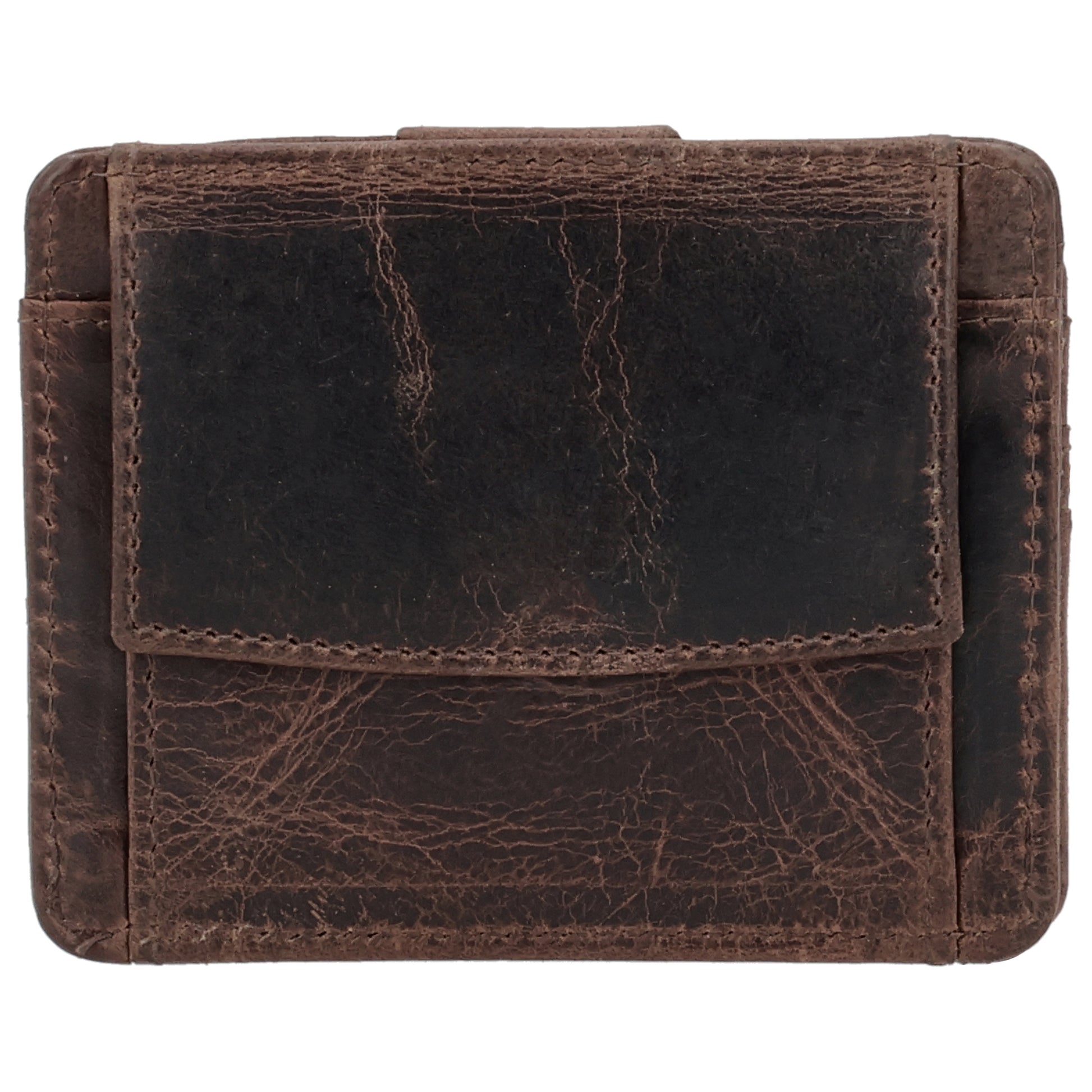 Kartenetui 10x8,5cm in Dunkelbraun mit Riegel und separatem Münzfach - leder-accessoires.com