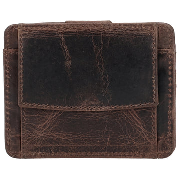 Kartenetui 10x8,5cm in Dunkelbraun mit Riegel und separatem Münzfach - leder-accessoires.com