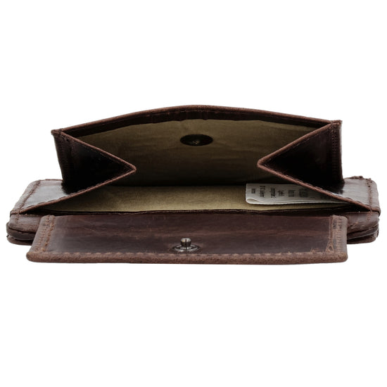 Kartenetui 10x8,5cm in Dunkelbraun mit Riegel und separatem Münzfach - leder-accessoires.com
