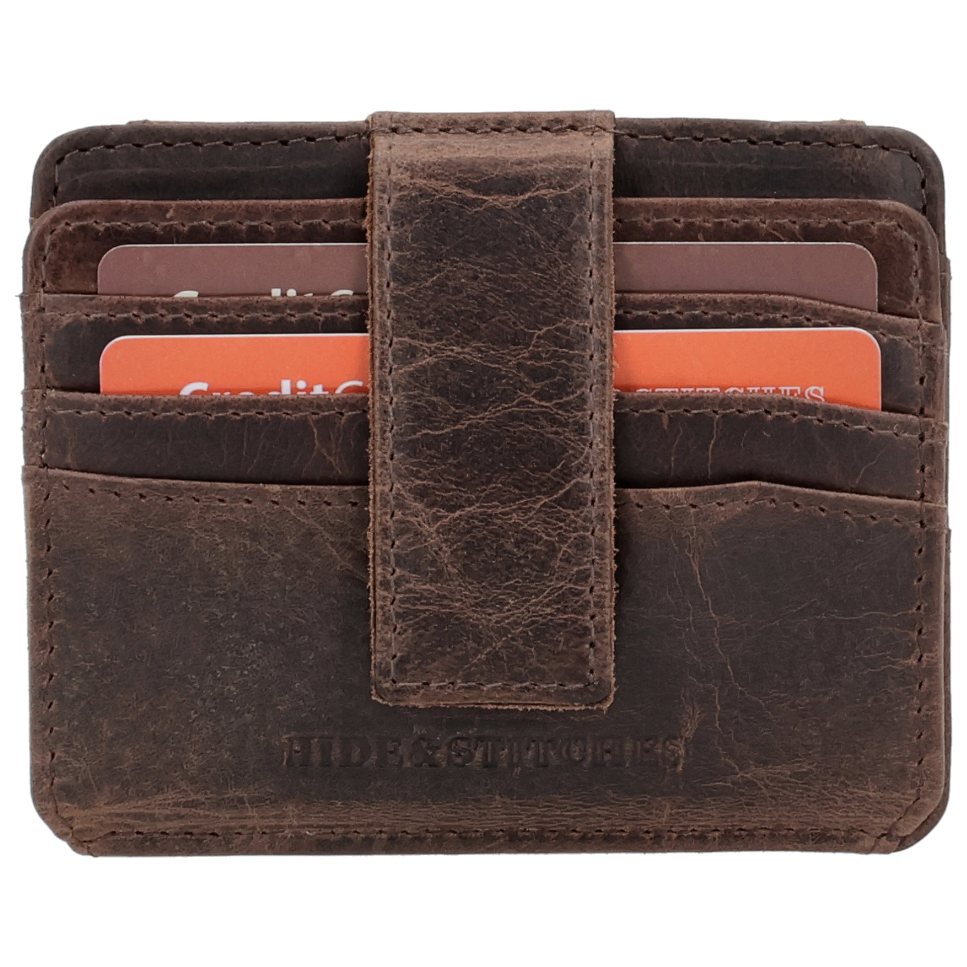 Kartenetui 10x8,5cm in Dunkelbraun mit Riegel und separatem Münzfach - leder-accessoires.com