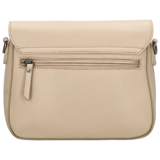 Schultertasche 26x18cm Taupe mit Reißverschluss und Überschlag