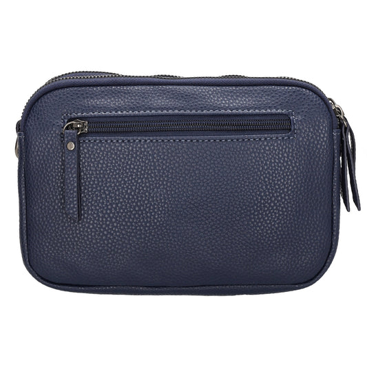 Schultertasche 21x14cm in Blau mit drei Hauptfächern und Reißverschluss