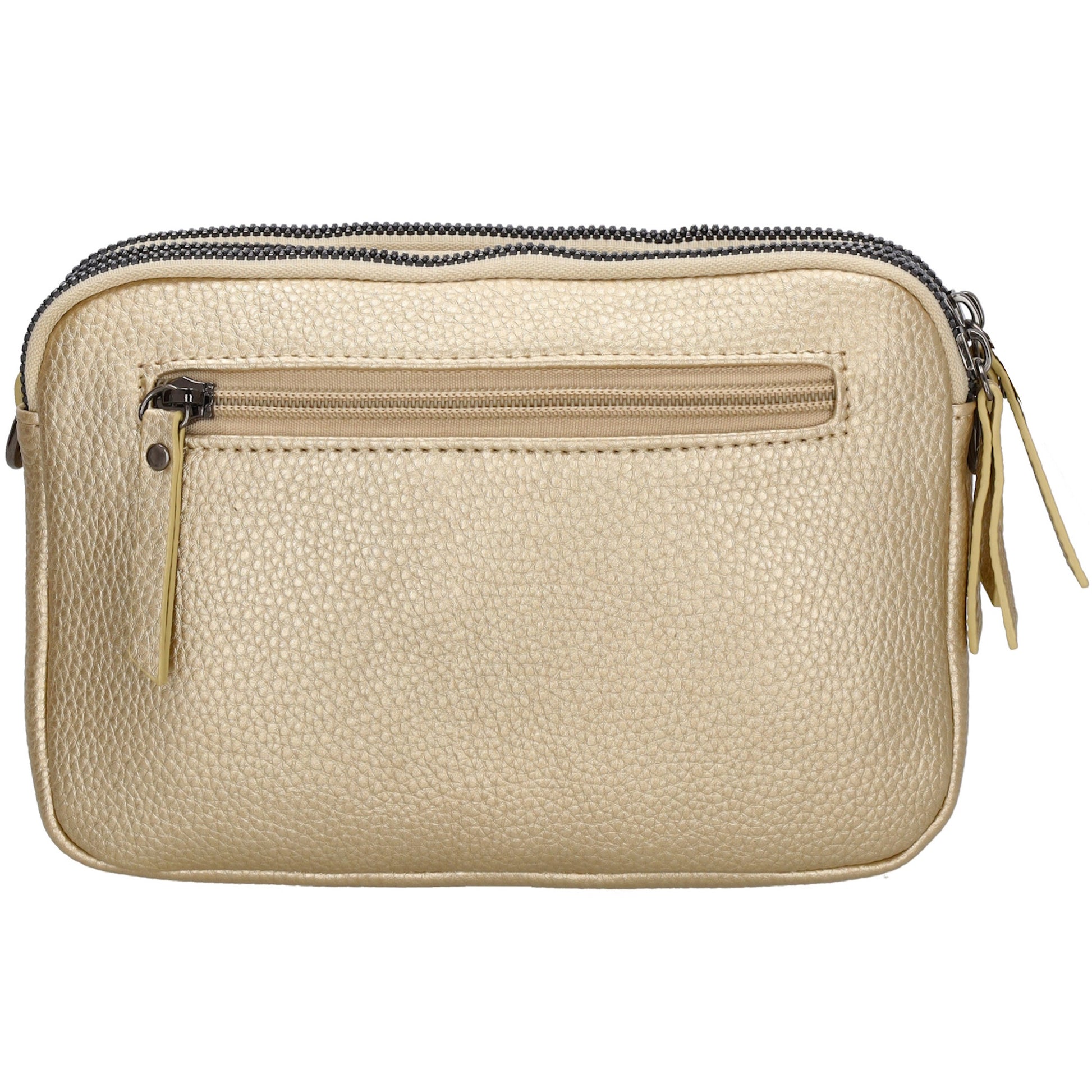Schultertasche 21x14cm in Gold mit drei Hauptfächern und Reißverschluss - leder-accessoires.com