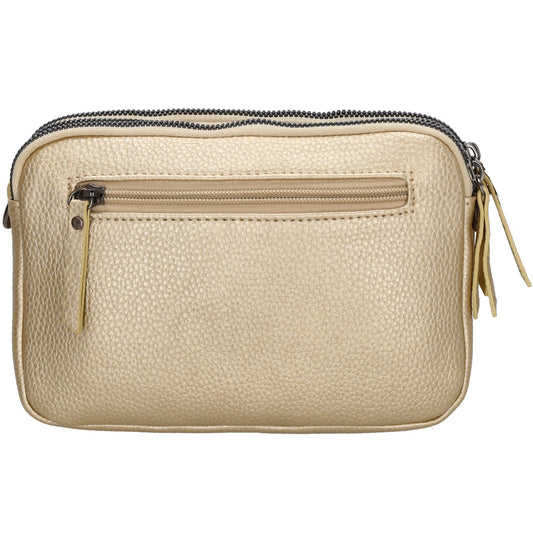 Schultertasche 21x14cm in Gold mit drei Hauptfächern und Reißverschluss