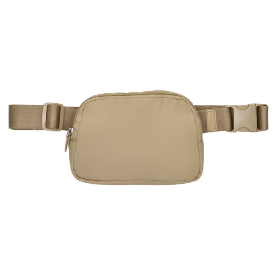 Bodybag|Gürteltasche 19,5 x 14cm in Taupe wattiert - leder-accessoires.com
