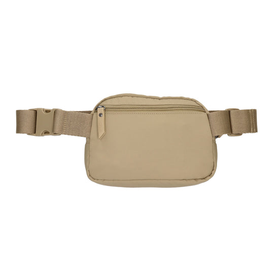 Bodybag|Gürteltasche 19,5 x 14cm in Taupe wattiert - leder-accessoires.com