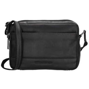 Schultertasche 23,5x16cm in Schwarz aus Leder mit Reißverschluss
