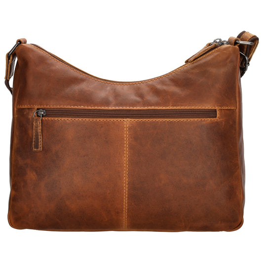 Schultertasche 31x21cm in Braun aus Leder mit Reißverschluss