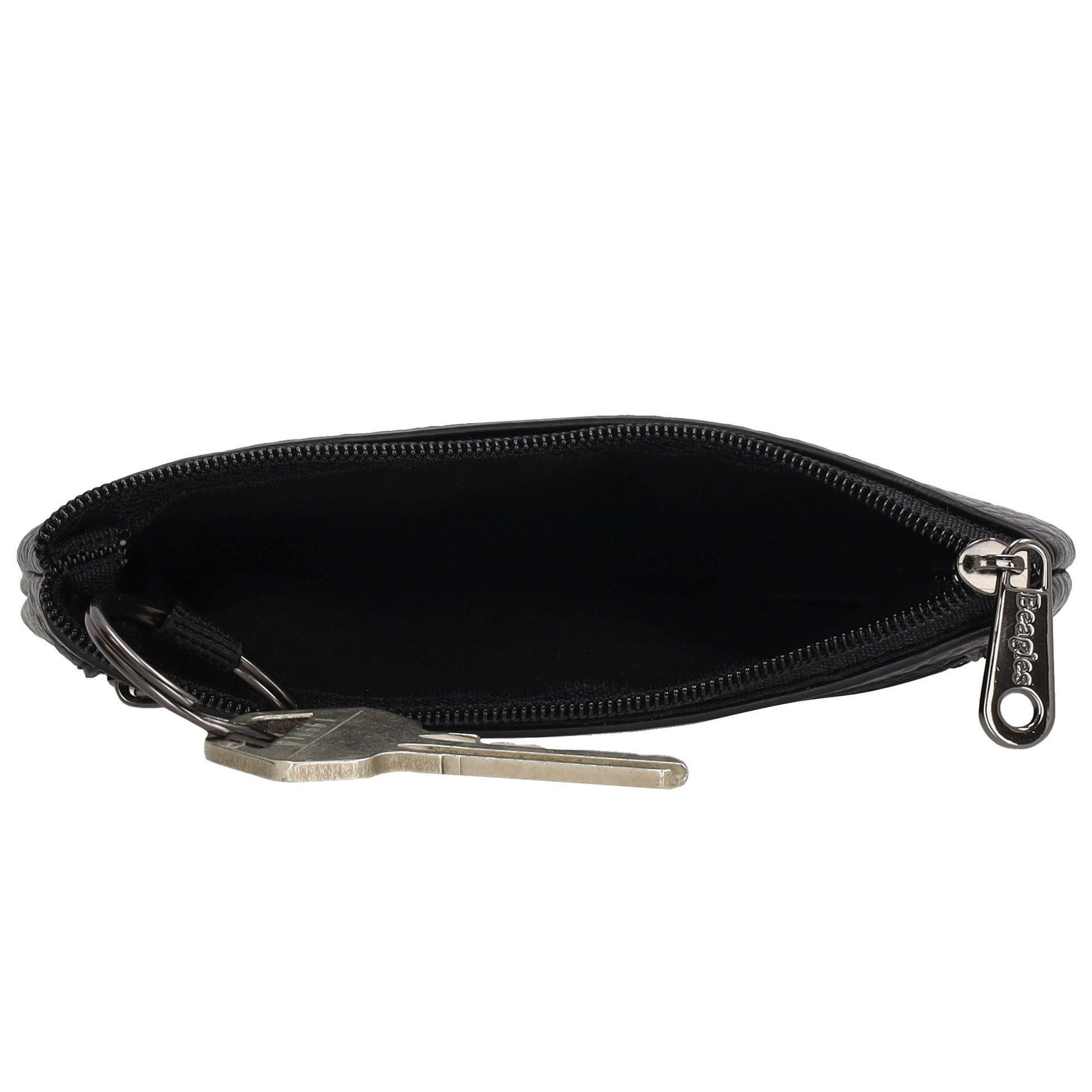 Schlüsseletui 12,5x9cm in Schwarz mit Reißverschluss - leder-accessoires.com