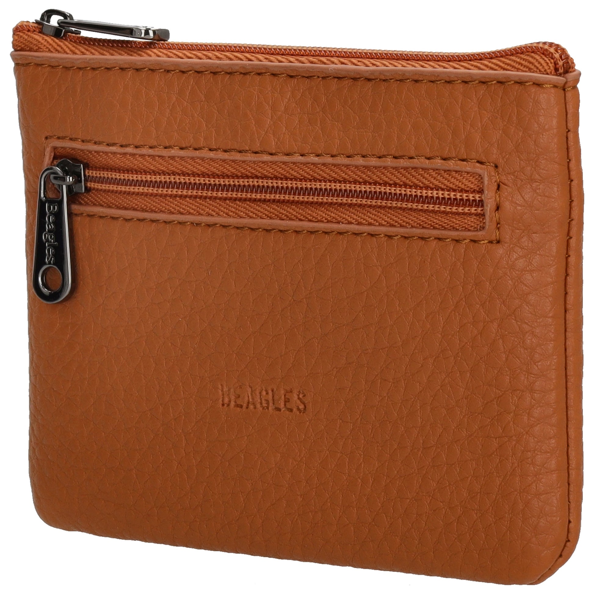 Schlüsseletui 12,5x9cm in Cognac mit Reißverschluss - leder-accessoires.com