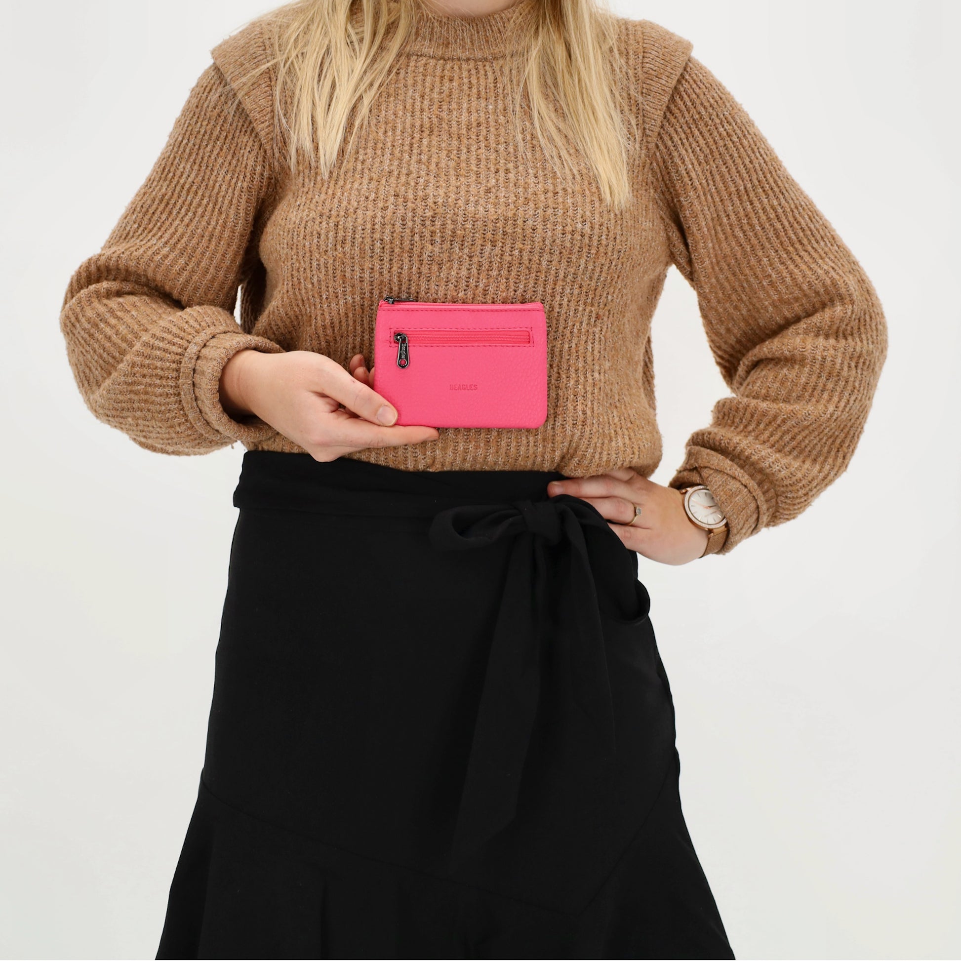 Schlüsseletui 12,5x9cm in Pink mit Reißverschluss - leder-accessoires.com