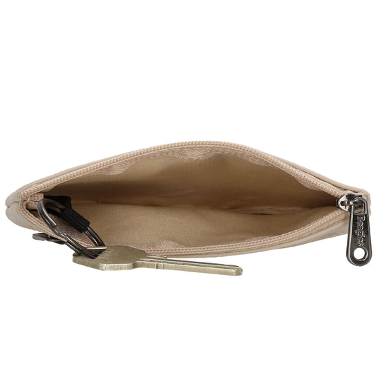 Schlüsseletui 12,5x9cm in Taupe mit Reißverschluss - leder-accessoires.com