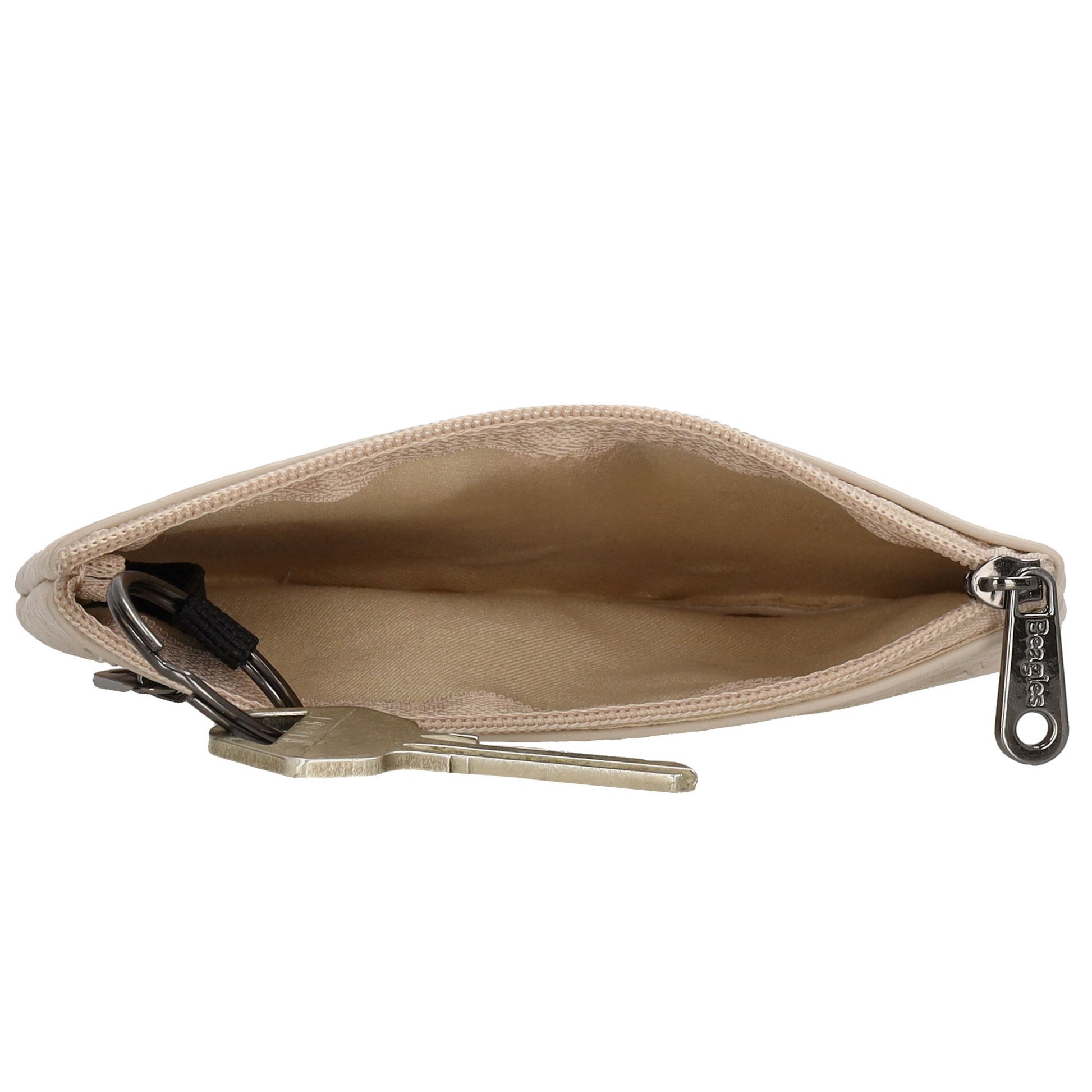 Schlüsseletui 12,5x9cm in Taupe mit Reißverschluss - leder-accessoires.com