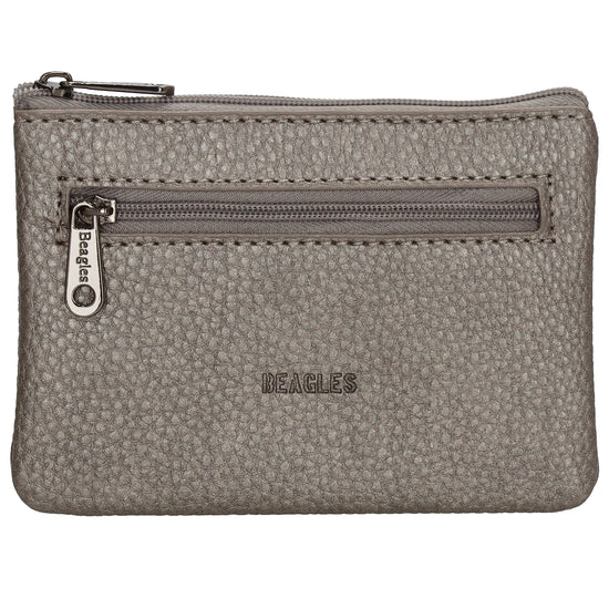 Schlüsseletui 12,5x9cm in Silber-Metallic mit Reißverschluss - leder-accessoires.com