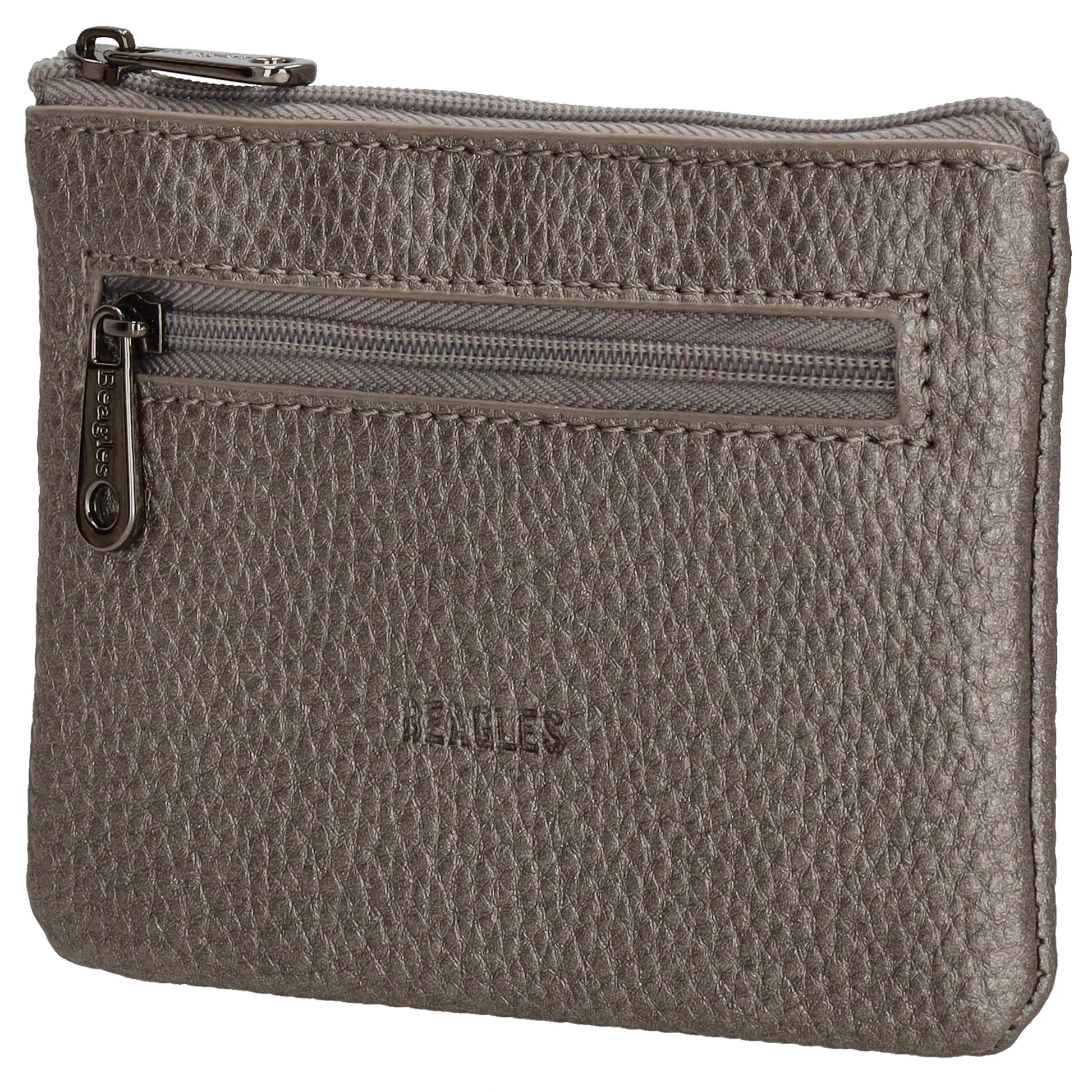 Schlüsseletui 12,5x9cm in Silber-Metallic mit Reißverschluss - leder-accessoires.com