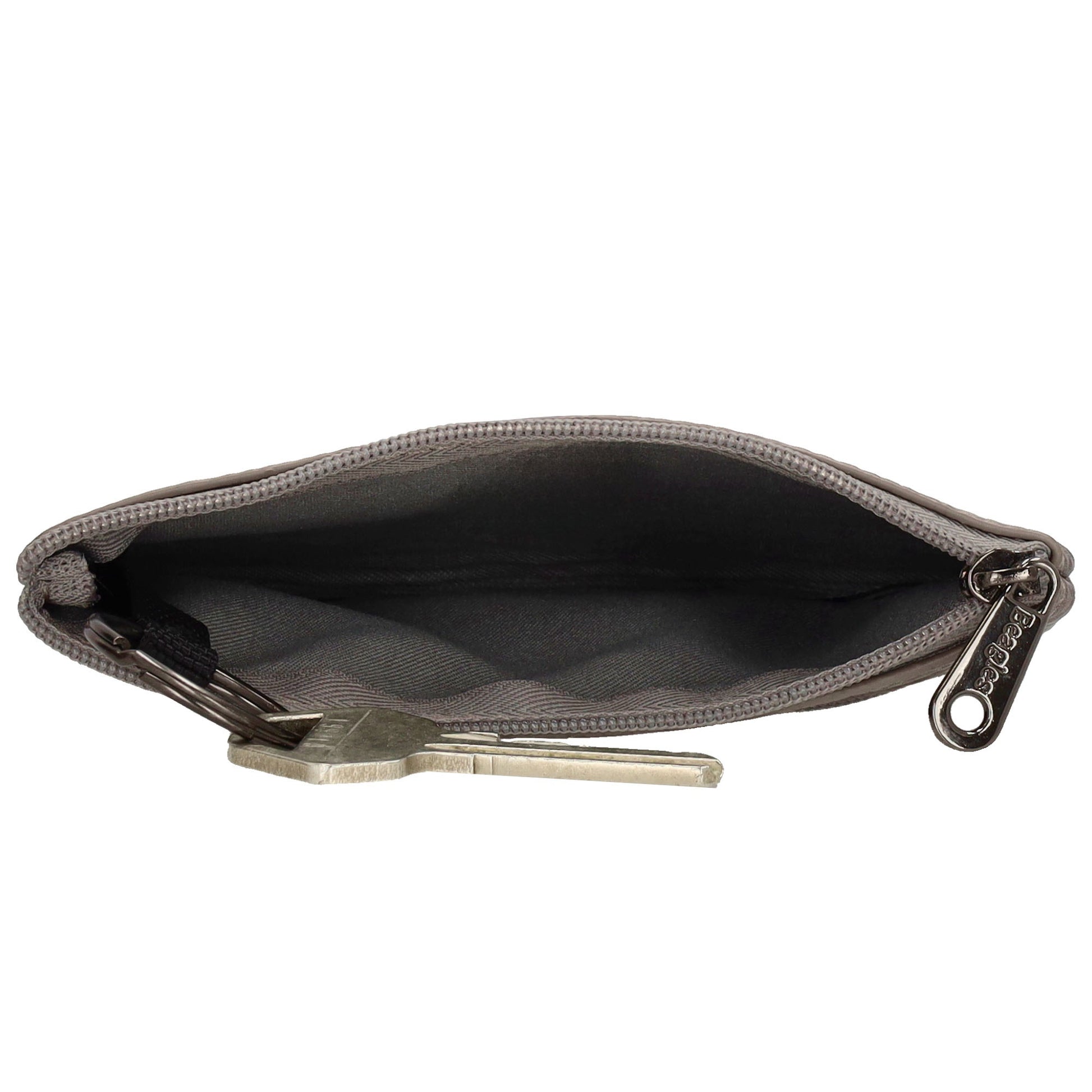 Schlüsseletui 12,5x9cm in Silber-Metallic mit Reißverschluss - leder-accessoires.com