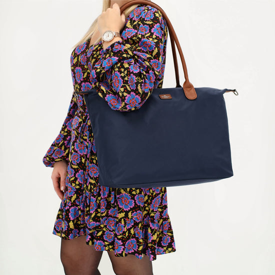 Shopper 51x33cm Blau|Marine aus Nylon|Polyester - leder-accessoires.com