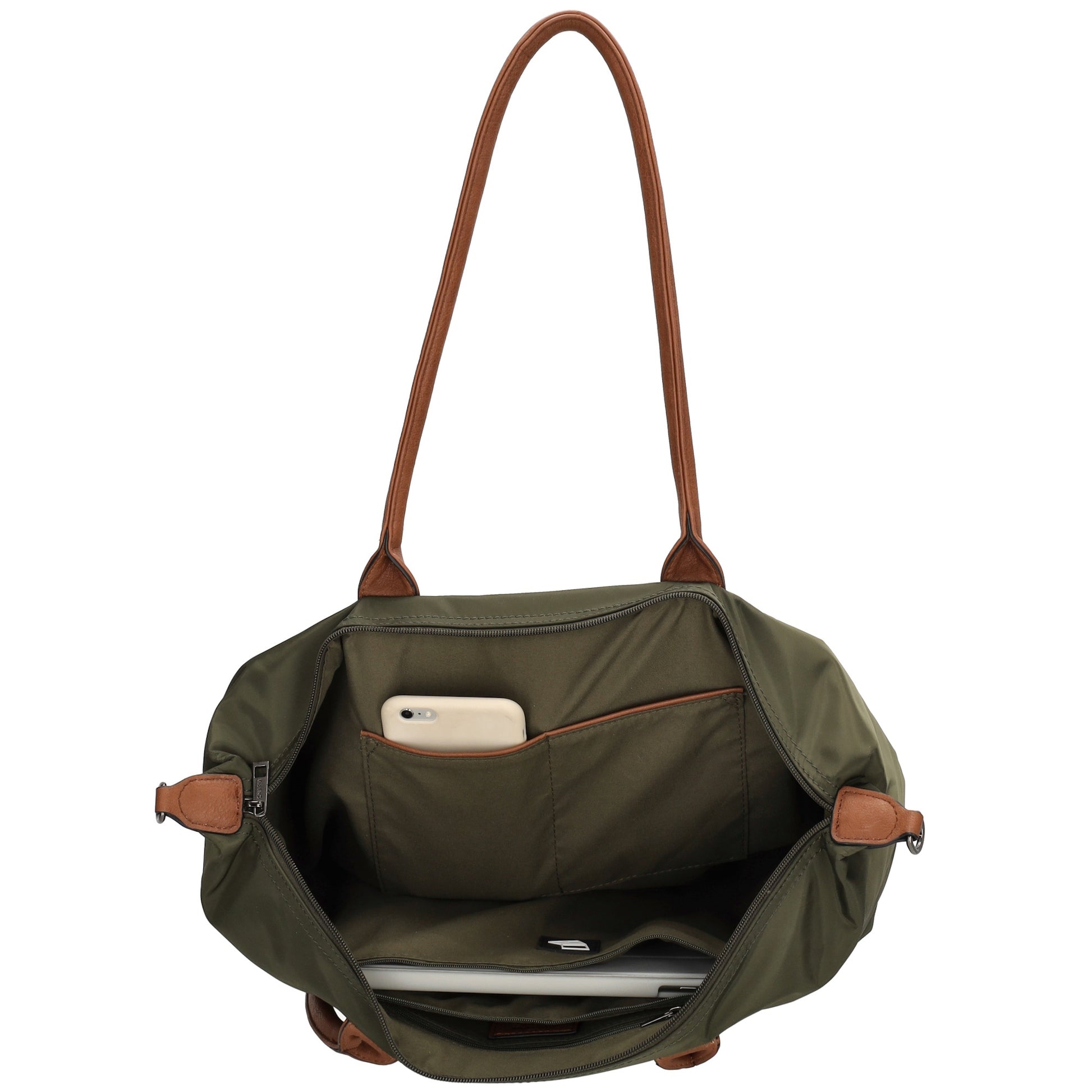 Shopper 51x33cm Oliv aus Nylon|Polyester - leder-accessoires.com