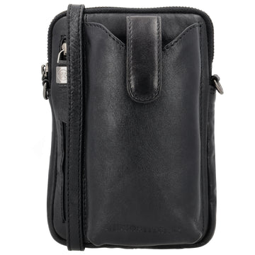 Handytasche Leder 19x13cm in Schwarz mit Reißverschluss