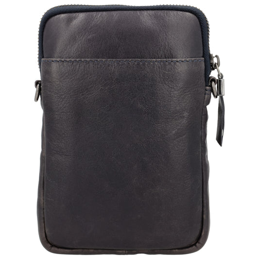 Handytasche Leder 19x13cm in Anthrazit mit Reißverschluss