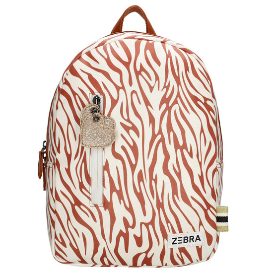 Kinderrucksack 25x35cm mit Zebra-Muster in Braun|Weiß - leder-accessoires.com