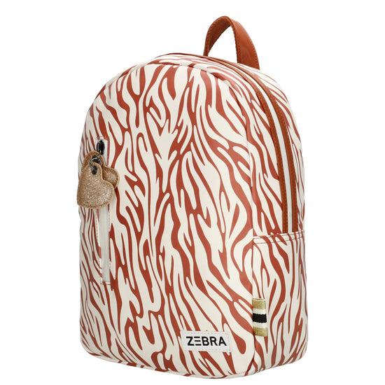 Kinderrucksack 25x35cm mit Zebra-Muster in Braun|Weiß - leder-accessoires.com
