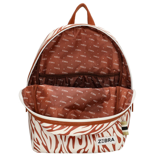 Kinderrucksack 25x35cm mit Zebra-Muster in Braun|Weiß - leder-accessoires.com