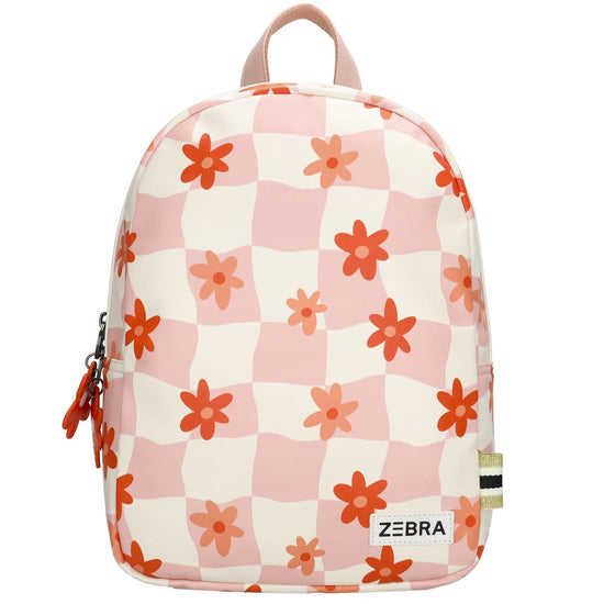 Kinderrucksack 25x35cm mit Blumen-Muster in Rot|Orange - leder-accessoires.com