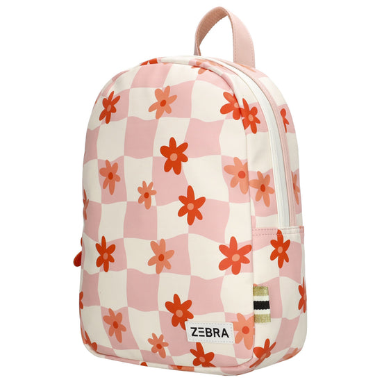 Kinderrucksack 25x35cm mit Blumen-Muster in Rot|Orange - leder-accessoires.com