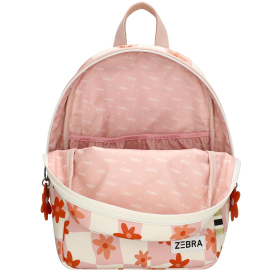 Kinderrucksack 25x35cm mit Blumen-Muster in Rot|Orange - leder-accessoires.com