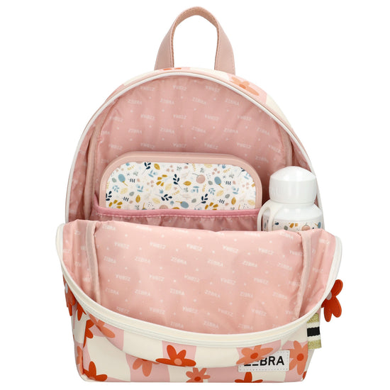 Kinderrucksack 25x35cm mit Blumen-Muster in Rot|Orange - leder-accessoires.com