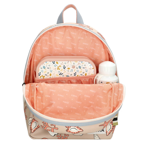 Kinderrucksack 25x35cm mit Muschel-Muster in Creme - leder-accessoires.com